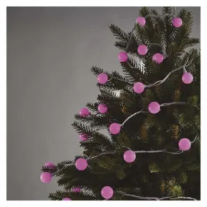 EMOS Lighting LED svetelná cherry reťaz – guličky 2,5 cm, 4 m, vonkajšia aj vnútorná, ružová, časovač