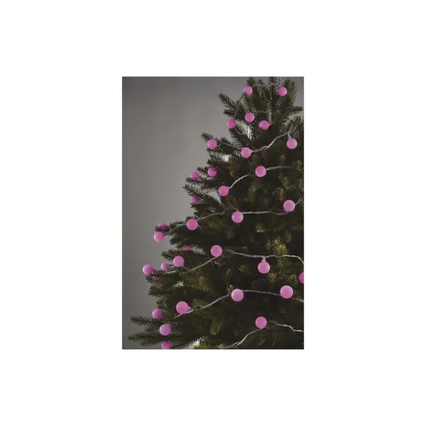 EMOS Lighting LED svetelná cherry reťaz – guličky 2,5 cm, 4 m, vonkajšia aj vnútorná, ružová, časovač