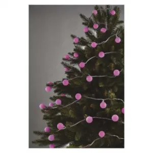 EMOS Lighting LED svetelná cherry reťaz – guličky 2,5 cm, 4 m, vonkajšia aj vnútorná, ružová, časovač