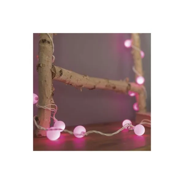 EMOS Lighting LED svetelná cherry reťaz – guličky 2,5 cm, 4 m, vonkajšia aj vnútorná, ružová, časovač