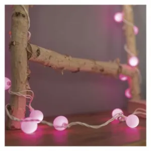 EMOS Lighting LED svetelná cherry reťaz – guličky 2,5 cm, 4 m, vonkajšia aj vnútorná, ružová, časovač