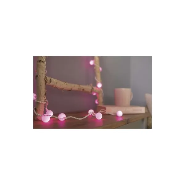 EMOS Lighting LED svetelná cherry reťaz – guličky 2,5 cm, 4 m, vonkajšia aj vnútorná, ružová, časovač