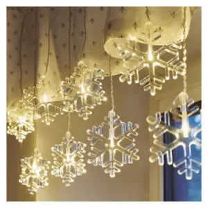 EMOS Lighting LED vianočný záves – snehové vločky, 84 cm, vnútorný, teplá biela