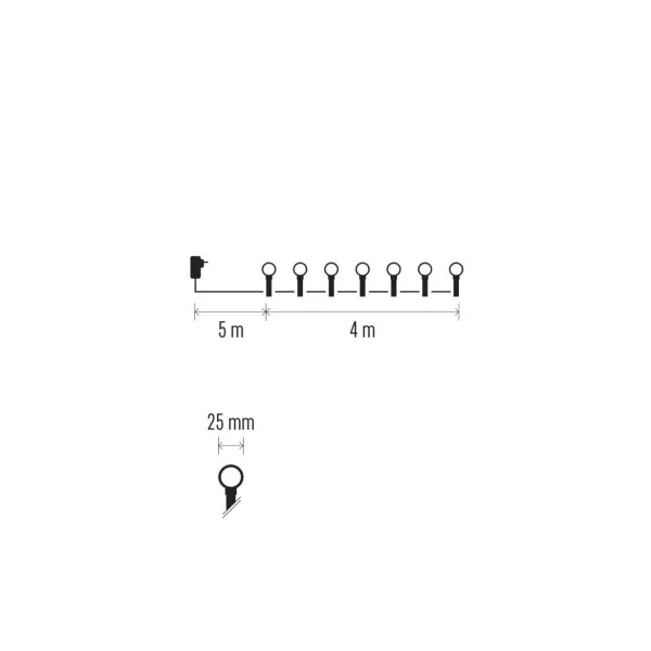 EMOS Lighting LED svet. cherry reťaz – guličky 2,5cm, 4 m, vonkajšia aj vnútorná, studená biela, časovač