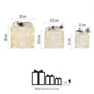 LED Darčeky s ozdobou Teplá biela