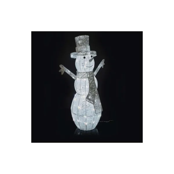 EMOS Lighting LED vianočný snehuliak ratanový, 82 cm, vnútorný, studená biela, časovač