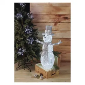 EMOS Lighting LED vianočný snehuliak ratanový, 82 cm, vnútorný, studená biela, časovač