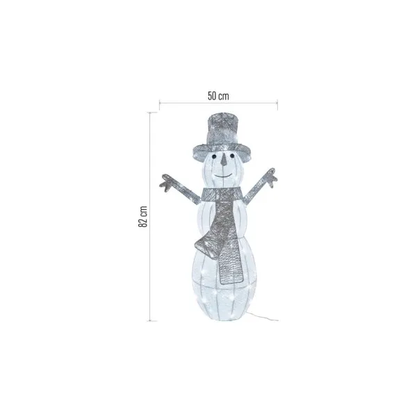 EMOS Lighting LED vianočný snehuliak ratanový, 82 cm, vnútorný, studená biela, časovač