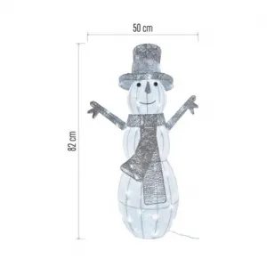 EMOS Lighting LED vianočný snehuliak ratanový, 82 cm, vnútorný, studená biela, časovač