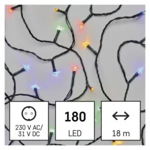 EMOS Lighting LED vianočná reťaz, 18 m, vonkajšia aj vnútorná, multicolor, programy