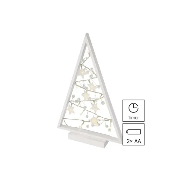 EMOS LED dekorácia – svietiaci stromček s ozdobami, 40 cm, 2xAA, vnútorný, teplá biela, časovač