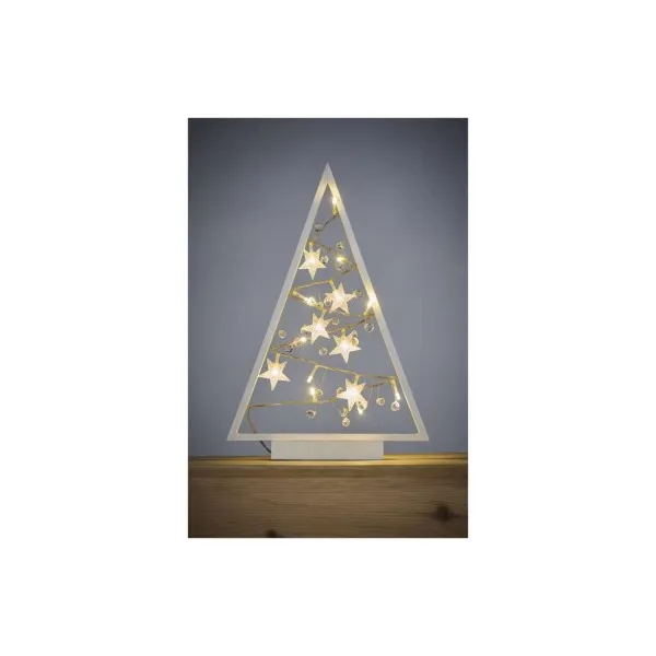 EMOS LED dekorácia – svietiaci stromček s ozdobami, 40 cm, 2xAA, vnútorný, teplá biela, časovač