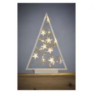EMOS LED dekorácia – svietiaci stromček s ozdobami, 40 cm, 2xAA, vnútorný, teplá biela, časovač
