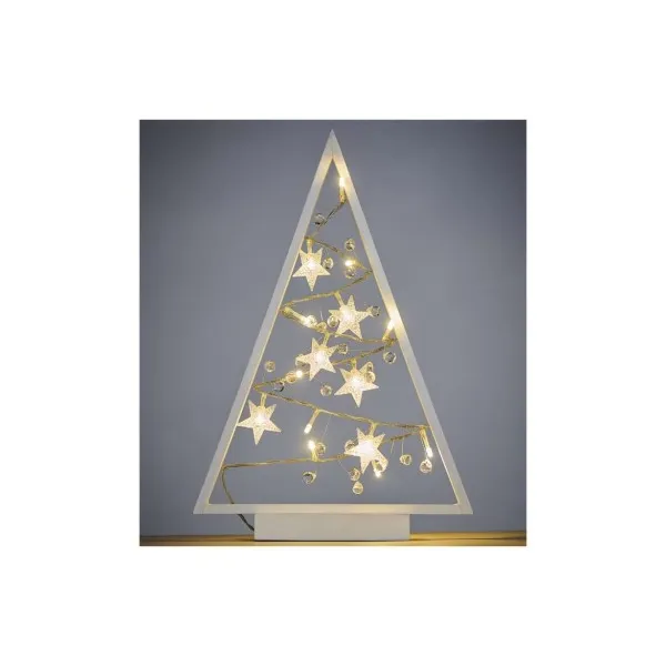 EMOS LED dekorácia – svietiaci stromček s ozdobami, 40 cm, 2xAA, vnútorný, teplá biela, časovač
