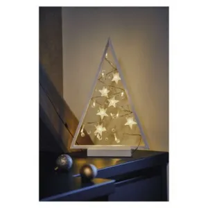EMOS LED dekorácia – svietiaci stromček s ozdobami, 40 cm, 2xAA, vnútorný, teplá biela, časovač