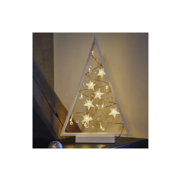 EMOS LED dekorácia – svietiaci stromček s ozdobami, 40 cm, 2xAA, vnútorný, teplá biela, časovač
