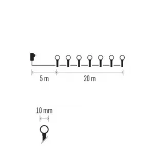 EMOS Lighting LED vianočná cherry reťaz – guličky, 20 m, vonkajšia aj vnútorná, studená biela, programy
