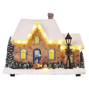 EMOS LED vianočný domček, 20,5 cm, 3× AA, vnút., teplá biela
