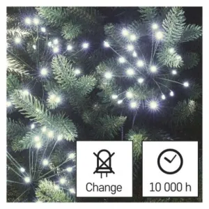 EMOS LED svetelná reťaz – svietiace trsy, nano, 5,2 m, vnút., studená biela, časovač