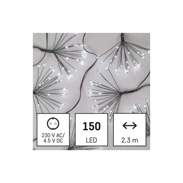 EMOS LED svetelná reťaz – svietiace trsy, nano, 2,35 m, vnútorná, studená biela, časovač