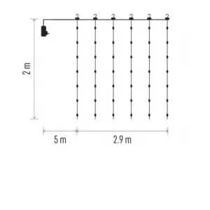 EMOS LED vianočná drop reťaz – záclona, 2,9x2 m, vonkajšia aj vnútorná, teplá biela, programy