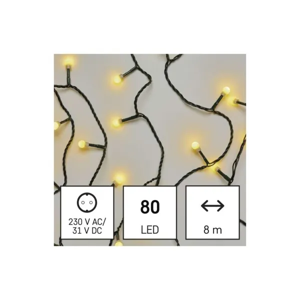 EMOS Lighting LED vianočná cherry reťaz – guličky, 8 m, vonkajšia aj vnútorná, teplá biela, časovač