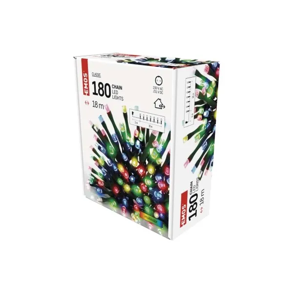 EMOS Lighting LED vianočná reťaz, 18 m, vonkajšia aj vnútorná, multicolor, časovač