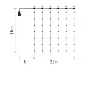 EMOS LED vianočná drop reťaz – záclona, 2,9x1,5 m, vonkajšia aj vnútorná, teplá biela, programy
