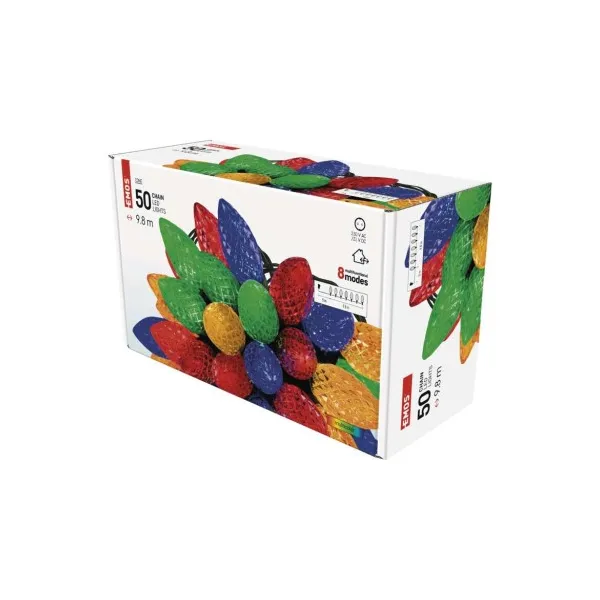 EMOS LED vianočná reťaz, farebné žiarovky, 9,8 m, multicolor, multifunkčná