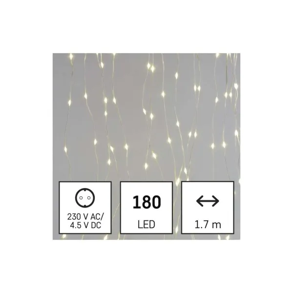 EMOS LED vianočná drop reťaz – záclona, 1,7x1,5 m, vonkajšia aj vnútorná, teplá biela, programy