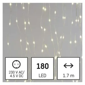 EMOS LED vianočná drop reťaz – záclona, 1,7x1,5 m, vonkajšia aj vnútorná, teplá biela, programy
