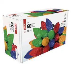 EMOS LED vianočná reťaz, farebné žiarovky, 9,8 m, multicolor, multifunkčná