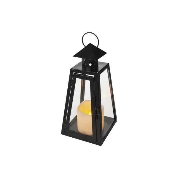 EMOS LED lampáš čierny, hranatý, 26,5 cm, 3x AAA, vnútorný, vintage