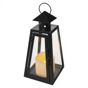 EMOS LED lampáš čierny, hranatý, 26,5 cm, 3x AAA, vnútorný, vintage