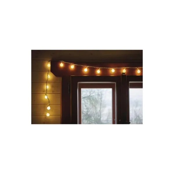 EMOS Lighting LED svetelná cherry reťaz – guličky 2,5cm, 4m, vonkajšia aj vnútorná, teplá biela, časovač