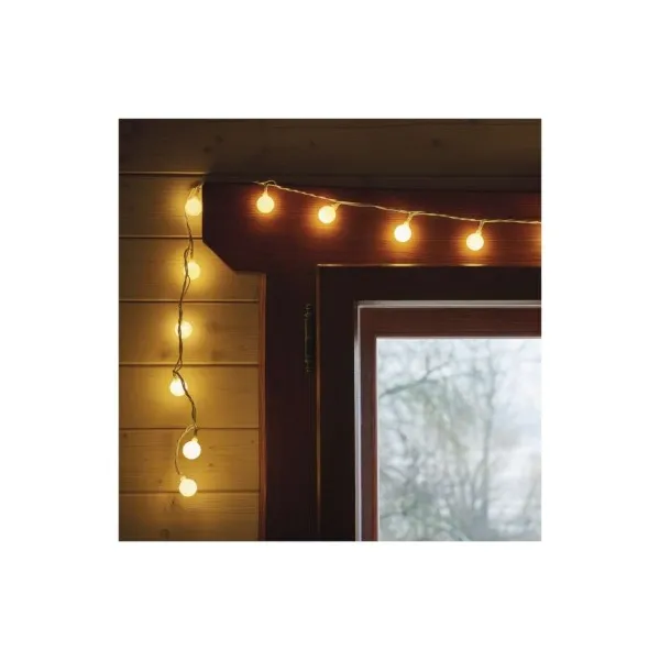 EMOS Lighting LED svetelná cherry reťaz – guličky 2,5cm, 4m, vonkajšia aj vnútorná, teplá biela, časovač