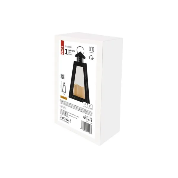EMOS LED lampáš čierny, hranatý, 26,5 cm, 3x AAA, vnútorný, vintage