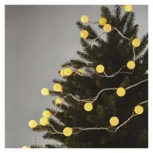 EMOS Lighting LED svetelná cherry reťaz – guličky 2,5cm, 4m, vonkajšia aj vnútorná, teplá biela, časovač