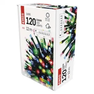 EMOS Lighting LED vianočná reťaz, 12 m, vonkajšia aj vnútorná, multicolor, časovač