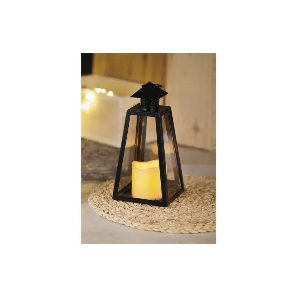 EMOS LED lampáš čierny, hranatý, 26,5 cm, 3x AAA, vnútorný, vintage