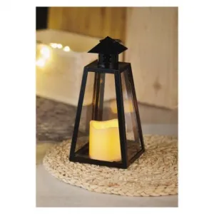 EMOS LED lampáš čierny, hranatý, 26,5 cm, 3x AAA, vnútorný, vintage