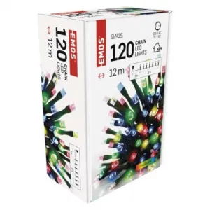 EMOS Lighting LED vianočná reťaz, 12 m, vonkajšia aj vnútorná, multicolor, časovač