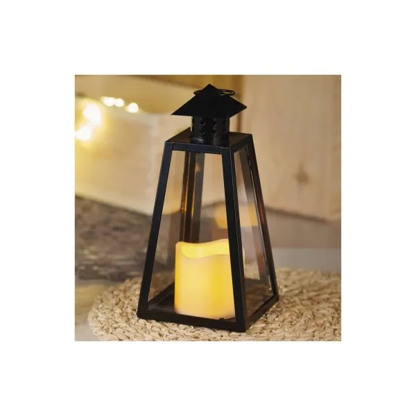 EMOS LED lampáš čierny, hranatý, 26,5 cm, 3x AAA, vnútorný, vintage