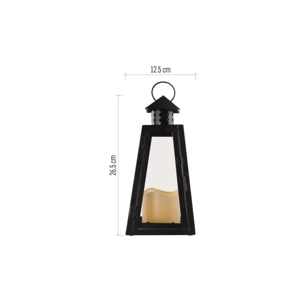 EMOS LED lampáš čierny, hranatý, 26,5 cm, 3x AAA, vnútorný, vintage