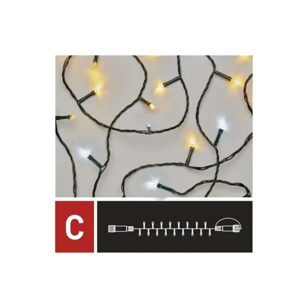 EMOS Standard LED spojovacia vianočná reťaz, 10 m, vonkajšia, teplá/studená biela