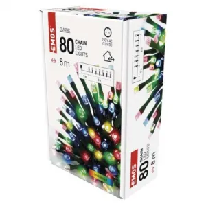 EMOS Lighting LED vianočná reťaz, 8 m, vonkajšia aj vnútorná, multicolor, časovač