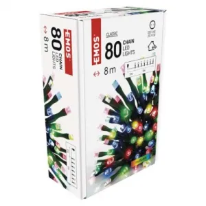 EMOS Lighting LED vianočná reťaz, 8 m, vonkajšia aj vnútorná, multicolor, časovač