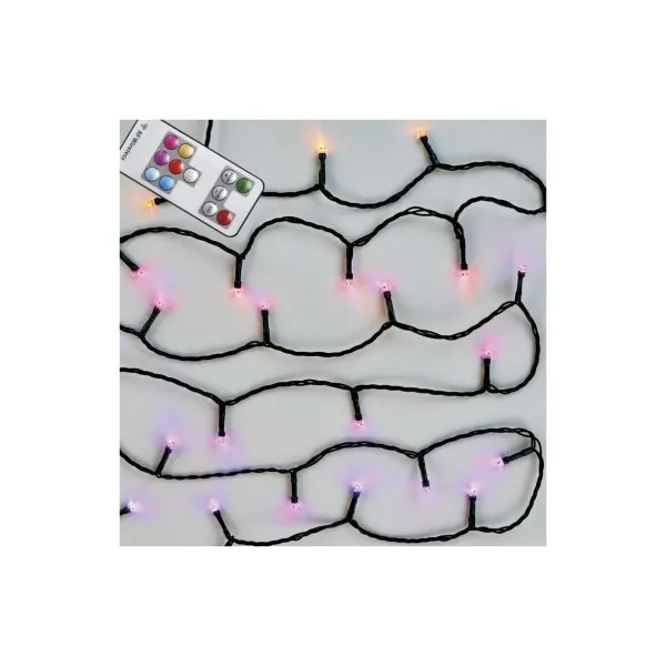 EMOS LED vianočná reťaz, 10 m, vonkajšia aj vnútorná, RGB, ovládač, programy, časovač