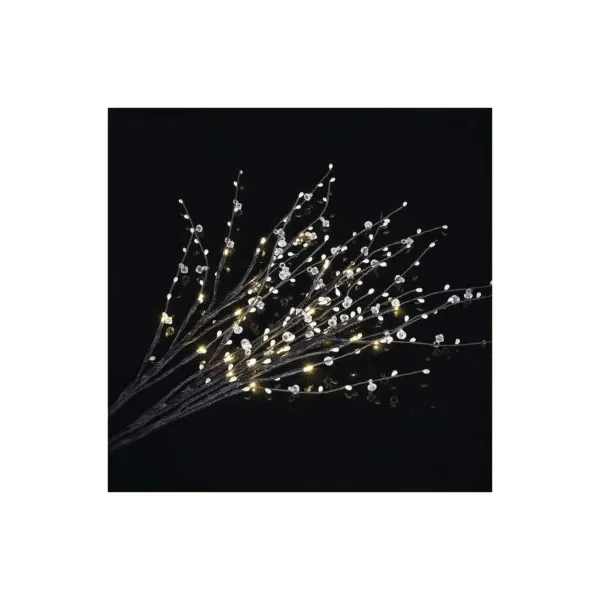 EMOS LED vetvička s perlami, 60 cm, 3x AA, vnútorná, teplá biela, časovač