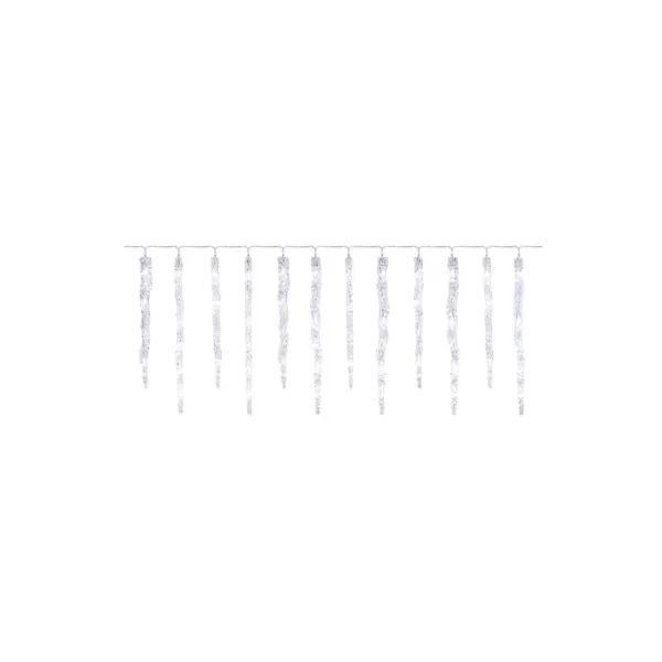 EMOS LED vianočná girlanda – cencúle, 12 ks, 3,6 m, vonk. a vnút., studená biela